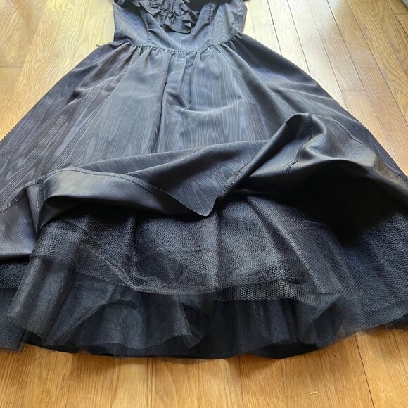 GUNNE SAX By Jessica McClintock Size 9 Black Gothic Ruffle Trim Vintage Dress - Picture 9 of 16